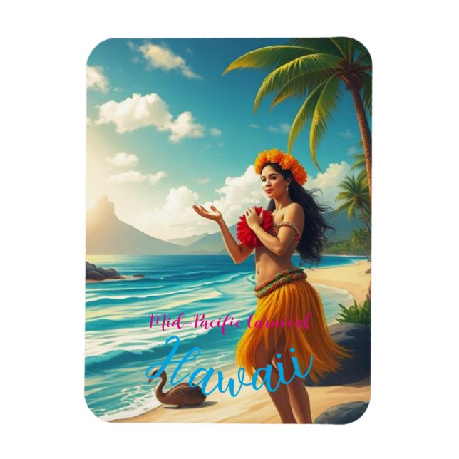 Vintag Style Hawaiian Travel Honolulu Hula Girl Magnet (Vertikal)