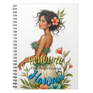 Vintag Style Hawaiian Travel Honolulu Hula Girl Notizblock
