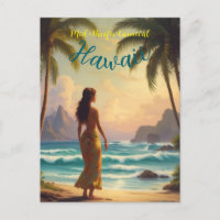 Vintag Style Hawaiian Travel Honolulu Hula Girl