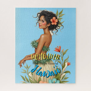 Vintag Style Hawaiian Travel Honolulu Hula Girl Puzzle