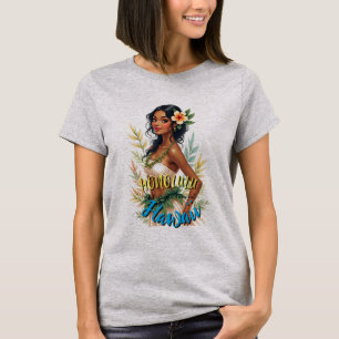 Vintag Style Hawaiian Travel Honolulu Hula Girl T-Shirt