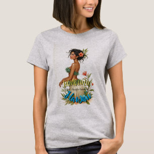 Vintag Style Hawaiian Travel Honolulu Hula Girl T-Shirt