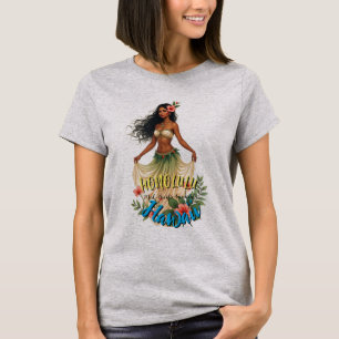 Vintag Style Hawaiian Travel Honolulu Hula Girl T-Shirt
