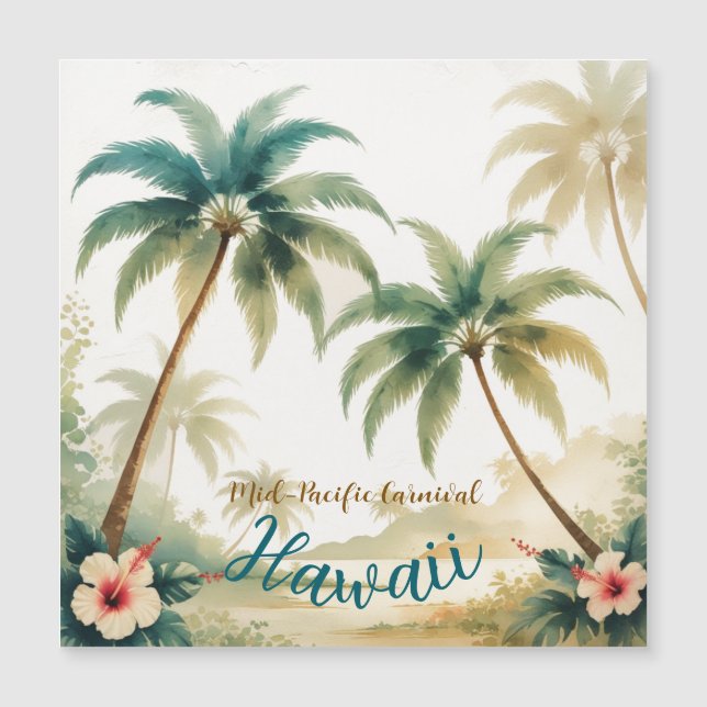 Vintag Style Hawaiian Travel Honolulu Magnetkarte (Vorderseite)