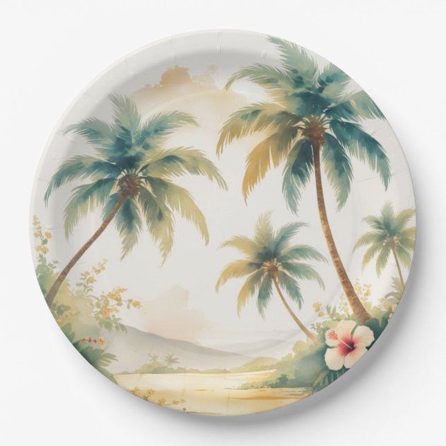 Vintag Style Hawaiian Travel Honolulu Pappteller (Vorderseite)