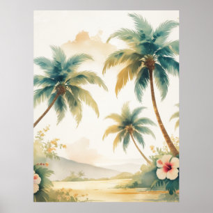 Vintag Style Hawaiian Travel Honolulu Poster