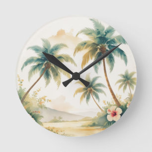 Vintag Style Hawaiian Travel Honolulu Runde Wanduhr