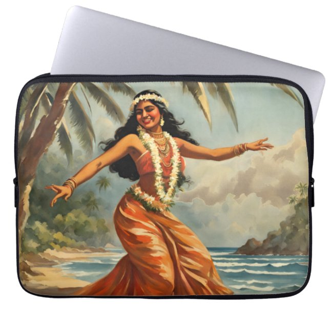 Vintag Style Hawaiian Travel Hula Girl Dancing Laptopschutzhülle (Vorderseite)