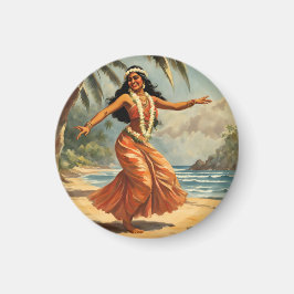 Vintag Style Hawaiian Travel Hula Girl Dancing Magnet