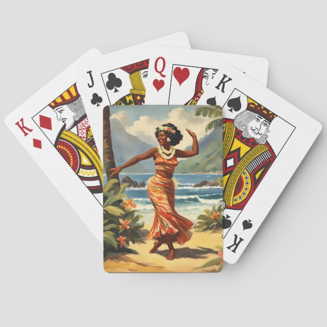 Vintag Style Hawaiian Travel Hula Girl Dancing Spielkarten (Rückseite)