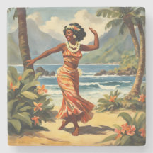 Vintag Style Hawaiian Travel Hula Girl Dancing