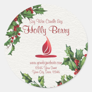 Vintag Style Holly Berry Christmas Candle Label Runder Aufkleber
