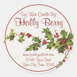 Vintag Style Holly Berry Christmas Candle Label Runder Aufkleber