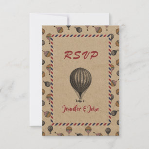 Vintag Style Hot Air Ballon Tour Hochzeit RSVP Karte