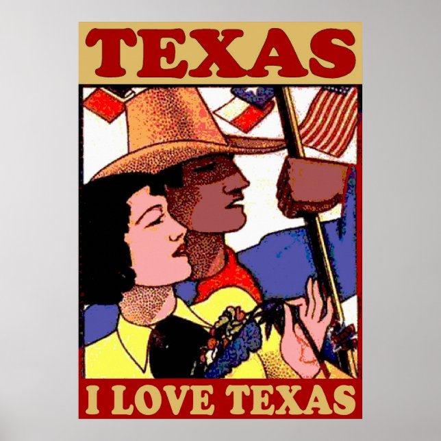 Vintag Style I Liebe Texas Poster (Vorne)