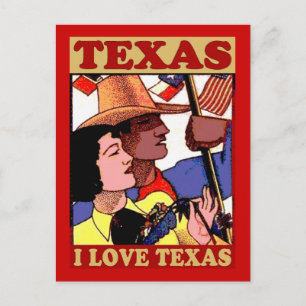 Vintag Style I Liebe Texas Postkarte