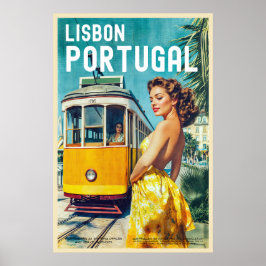 Vintag Style Lissabon Reiseplakat Poster