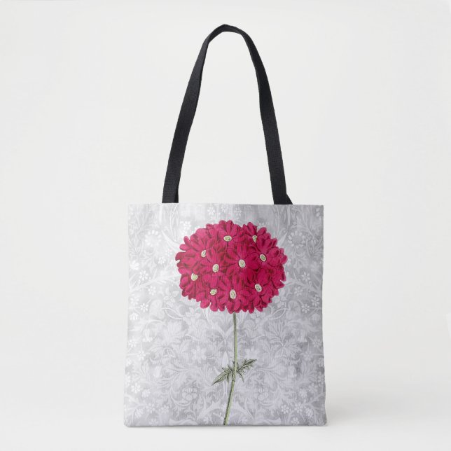 Vintag Style Magenta Hydrangea Blume Tote Bag (Vorderseite)