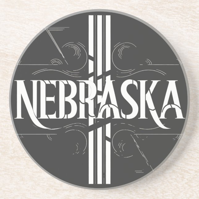 Vintag Style Nebraska Textdesign Getränkeuntersetzer (Vorne)