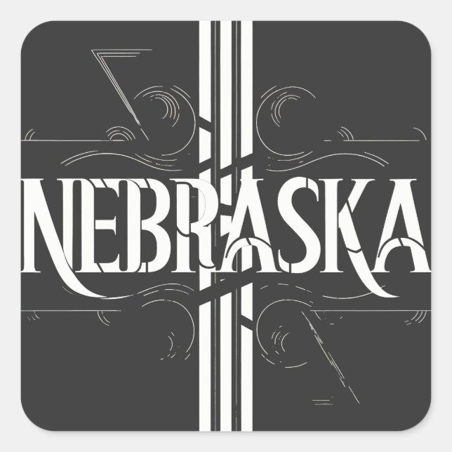 Vintag Style Nebraska Textdesign Quadratischer Aufkleber (Vorderseite)