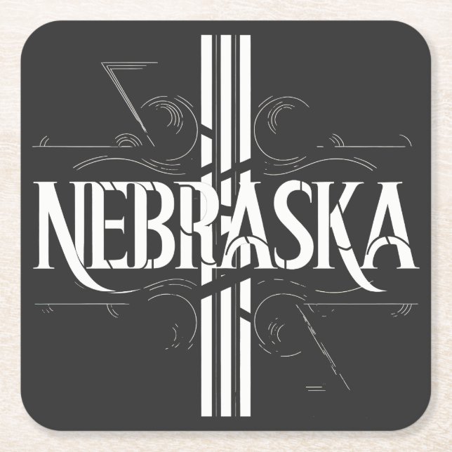 Vintag Style Nebraska Textdesign Rechteckiger Pappuntersetzer (Vorderseite)
