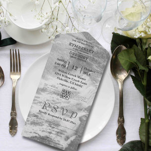 Vintag Style Niagara Falls Schwarz-weißer QR-Code All In One Einladung