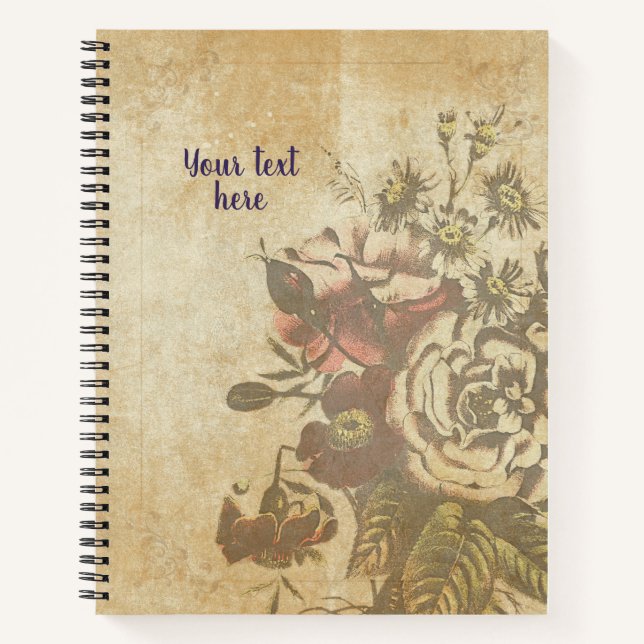 Vintag-Style-Notebook mit Bengalischen Rose Design Notizbuch (Vorderseite)