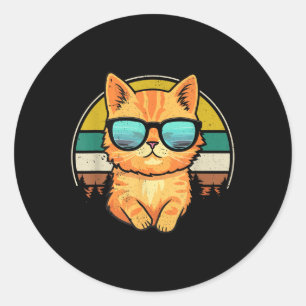 Vintag Style Orange Tabby Cat Friendly Wear Su Runder Aufkleber