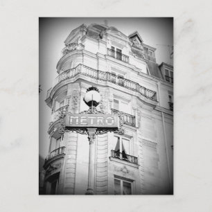 Vintag Style Paris Post Card, U-Bahn-Zeichen Postkarte