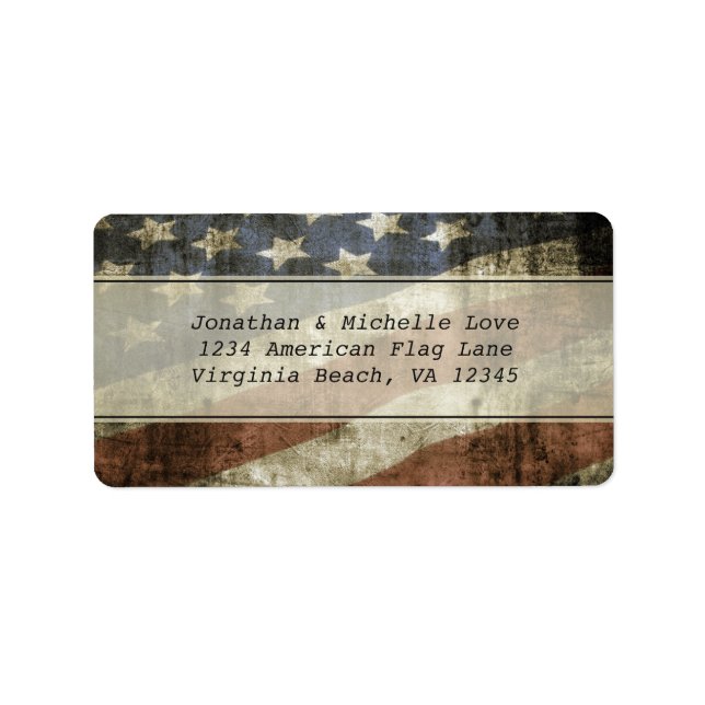 Vintag Style Patriotic American Flag Address Adressaufkleber (Vorne)