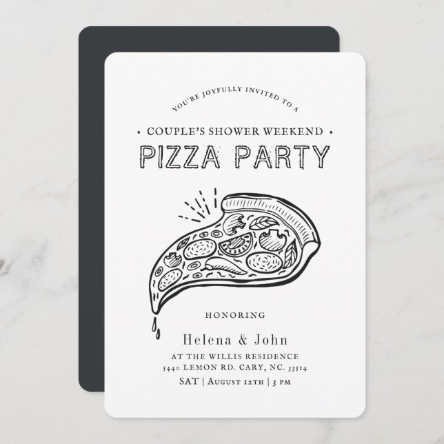 Vintag Style Pizza Party | Couple's Shower Invita Einladung (Vorne/Hinten)