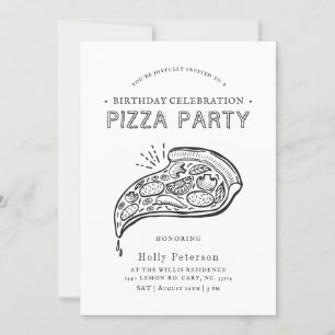 Vintag Style Pizza Party   Geburtstagsfeier Einladung