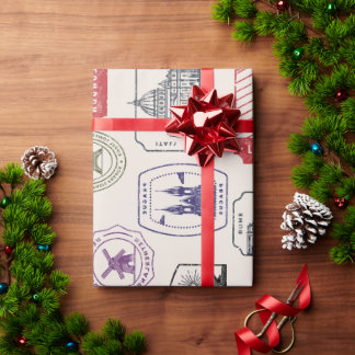 Vintag Style Postage Travel Briefmarke Geschenkpapier