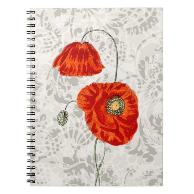 Vintag Style Red Poppies Journal Notizblock (Vorderseite)