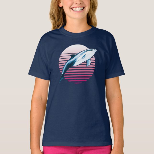 Vintag Style Retro Dolphin T - Shirt (Vorderseite)