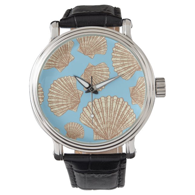 Vintag Style Seashell Pattern Armbanduhr (Vorderseite)