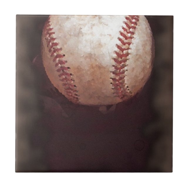 Vintag Style Sepia Baseball Artwork Fliese (Vorderseite)