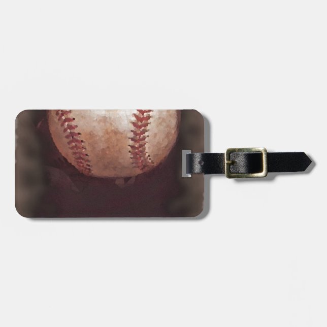 Vintag Style Sepia Baseball Artwork Gepäckanhänger (Vorderseite horizontal)