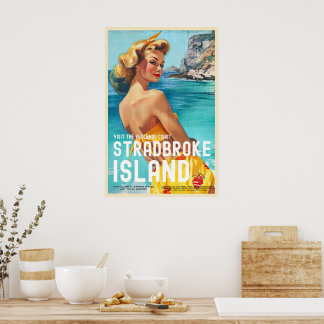 Vintag Style Stradbroke Island Travel Poster