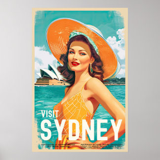 Vintag Style Sydney Travel Poster
