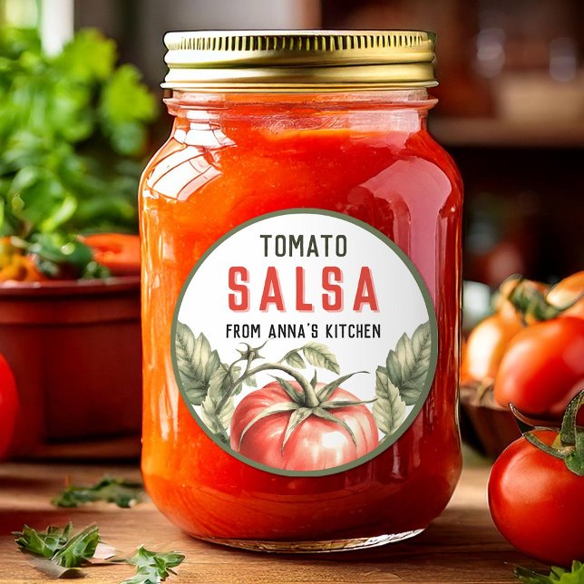 Vintag Style Tomato Salsa Runder Aufkleber (Von Creator hochgeladen)