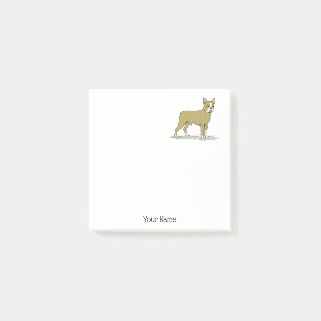 Vintag Stylisierte French Bulldog C Post-it Klebezettel (Vorderseite)
