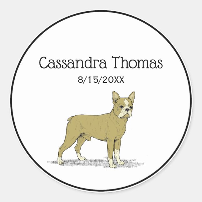 Vintag Stylisierte French Bulldog C Runder Aufkleber (Vorderseite)