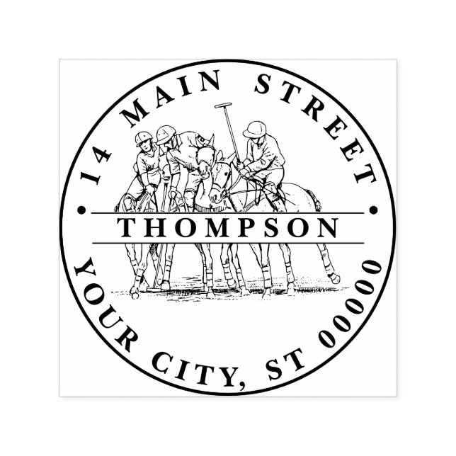 Vintag Stylisierte Polo-Match #1 Namensadresse Permastempel (Design)