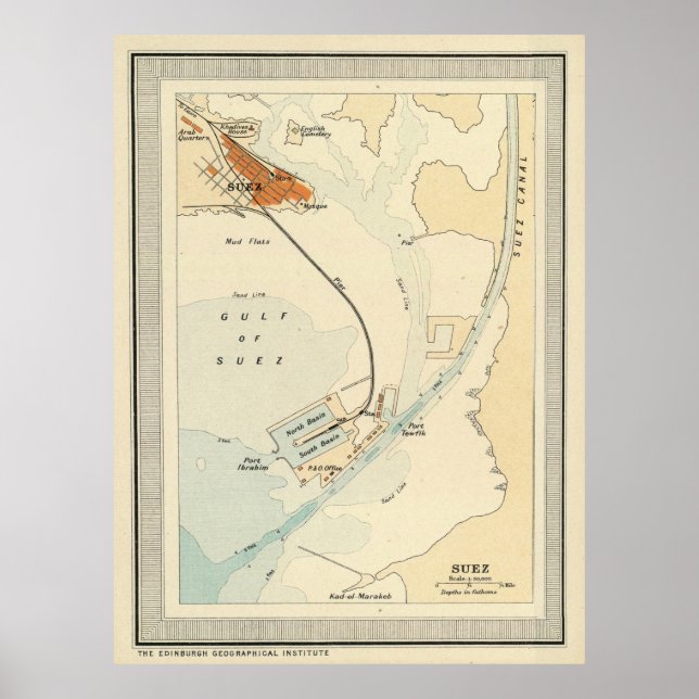 Vintag Suez Canal Map (1922) Poster (Vorne)