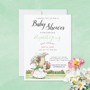 Vintag Sunbonnet Girls Garden Babydusche Einladung