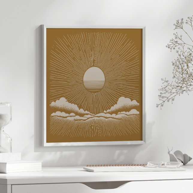 Vintag Sunburst Celestial Boho Nature Inspiriert Poster (Von Creator hochgeladen)