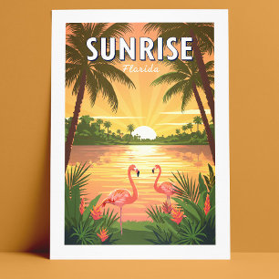 Vintag Sunrise Florida Postkarte