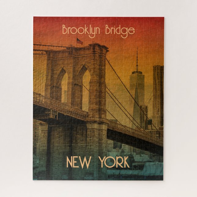 Vintag Sunset Brooklyn Bridge New York Puzzle (Vertikal)