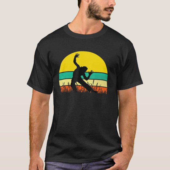 Vintag Sunset Capoeira Silhouette Retro T-Shirt (Vorderseite)